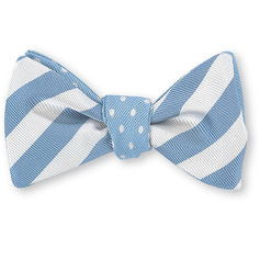 Blue and White Half Inch Bar Stripe Bow Tie with Blue and White Polka dots