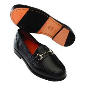 Old School Prep Tumbled Bit Loafer - Black