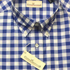 Cotton Brothers Exploded Gingham Sport Shirt - Royal
