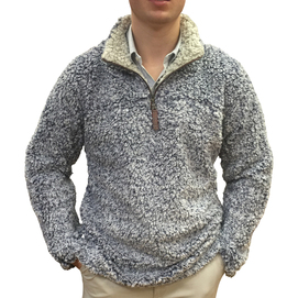 True Grit Frosty Tipped Pile 1/4 Zip Pullover - Vintage Blue